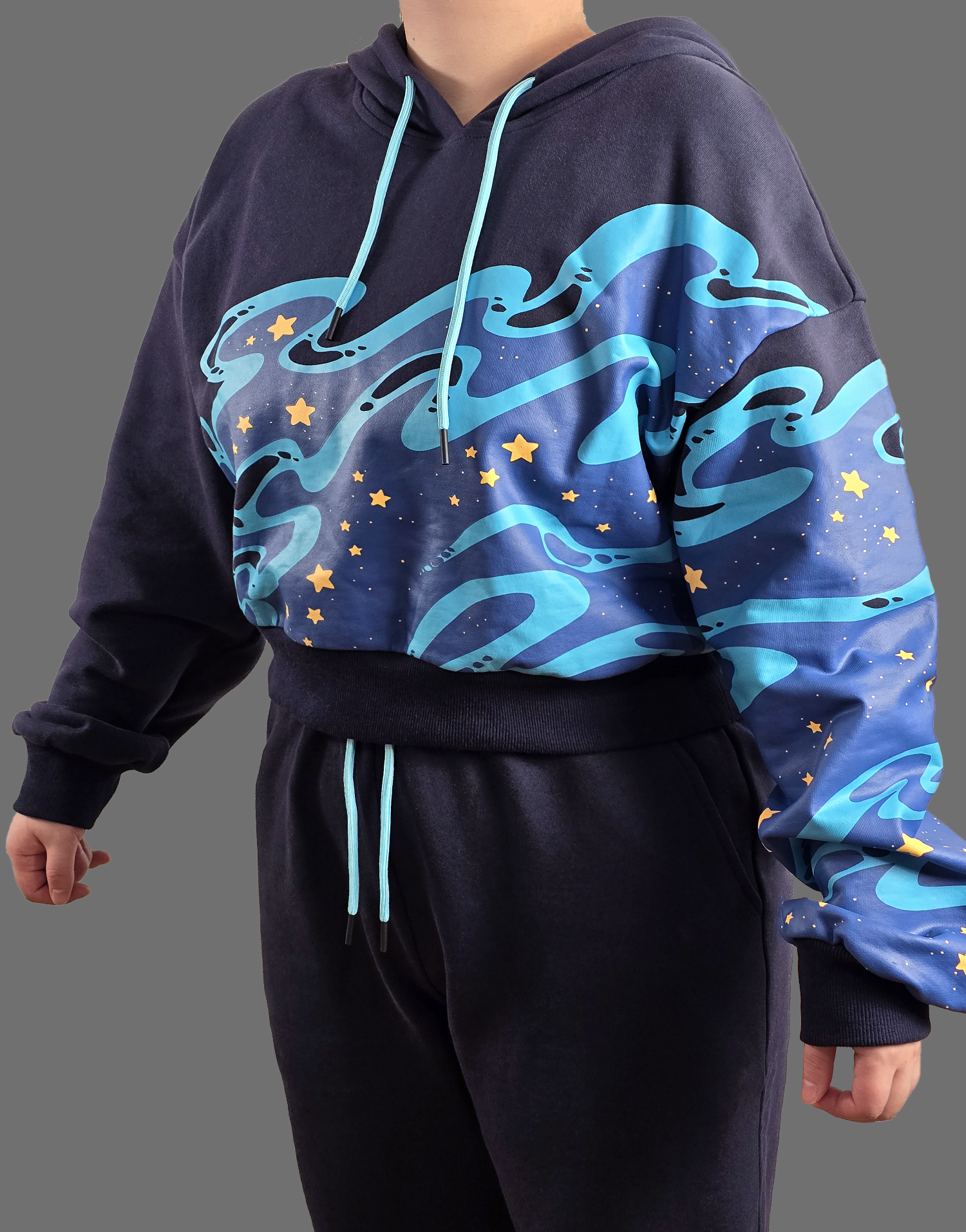 Stellar Tide Hooded Semi Cropped Sweatshirt