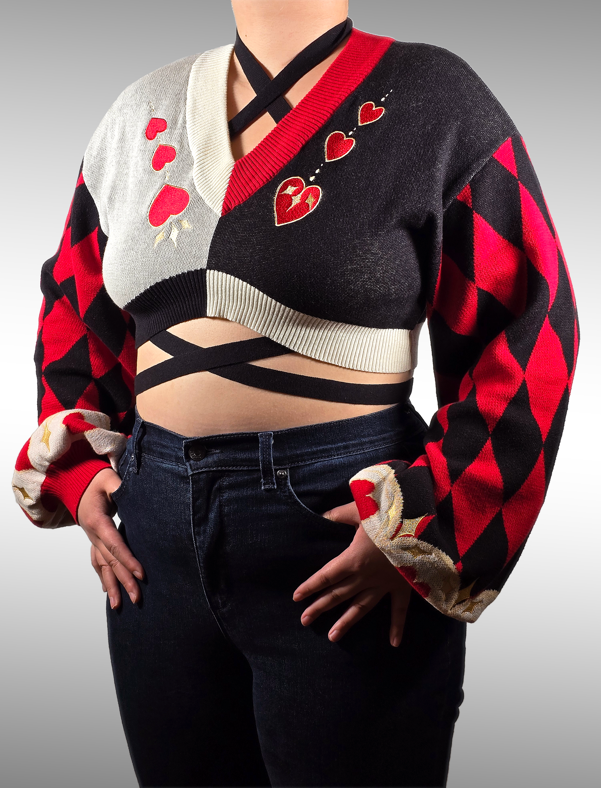 Queen of Hearts Cropped Sweater
