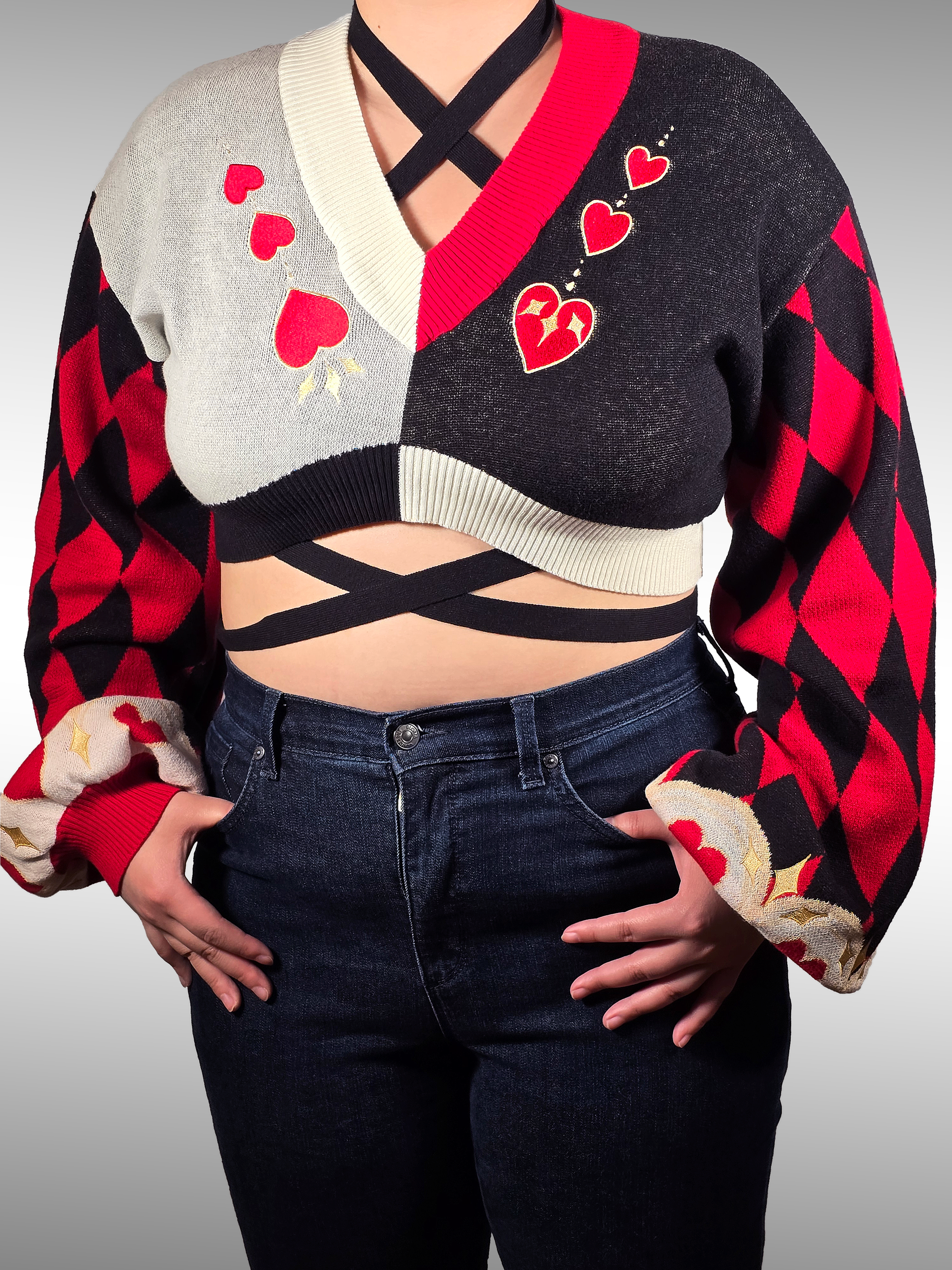 Queen of Hearts Cropped Sweater