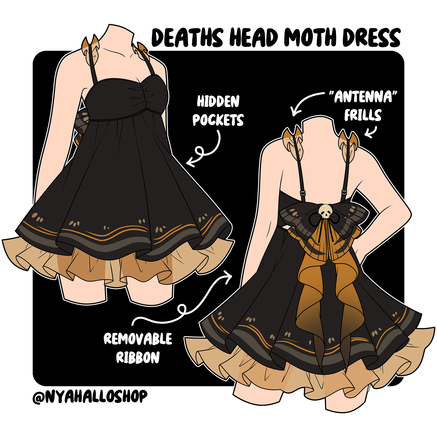 white christmas dresses Death's-head Hawkmoth Dress