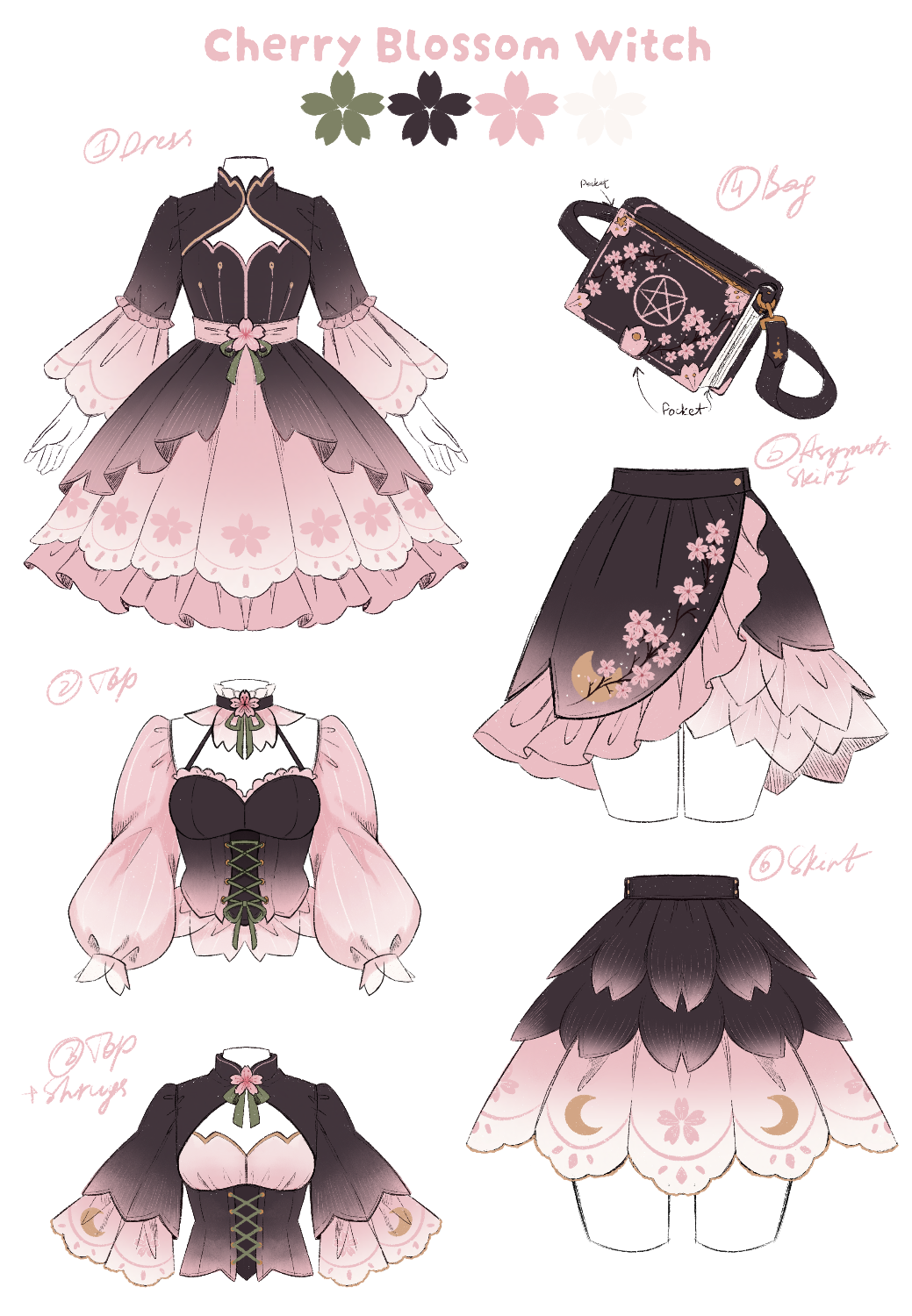 Whimsical Fashion Design Showcase: Sakura Witch Collection