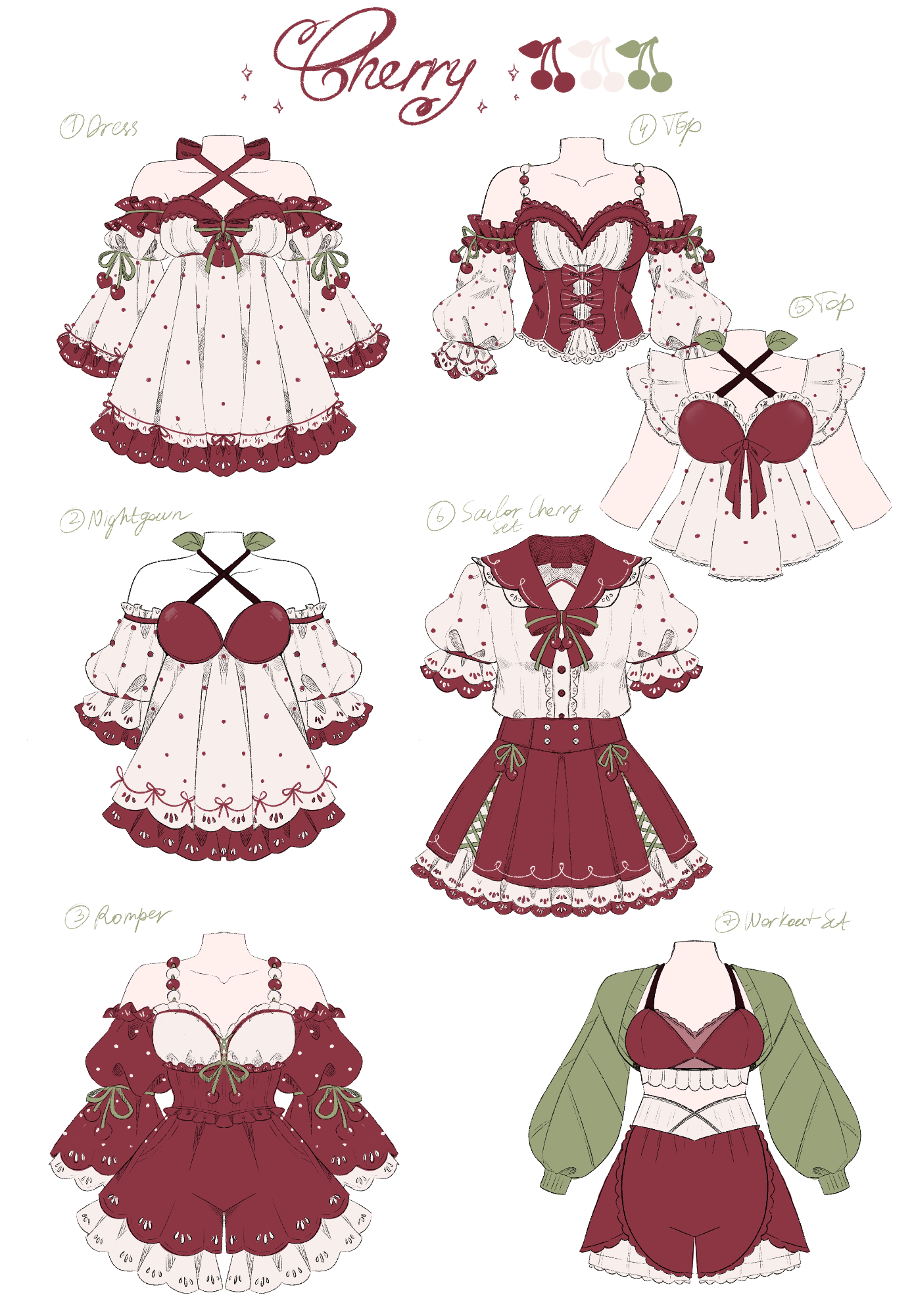 Whimsical Fashion Design Showcase: Cherry Jubilee Collection