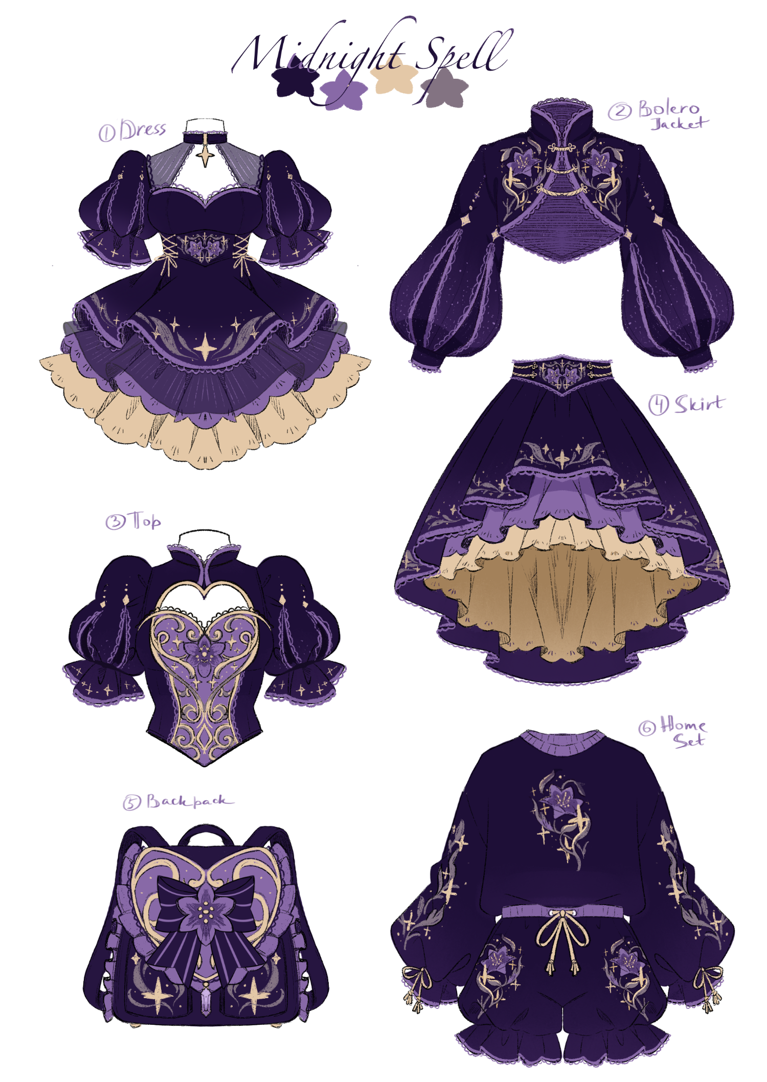 Whimsical Fashion Design Showcase: Midnight Spell Collection
