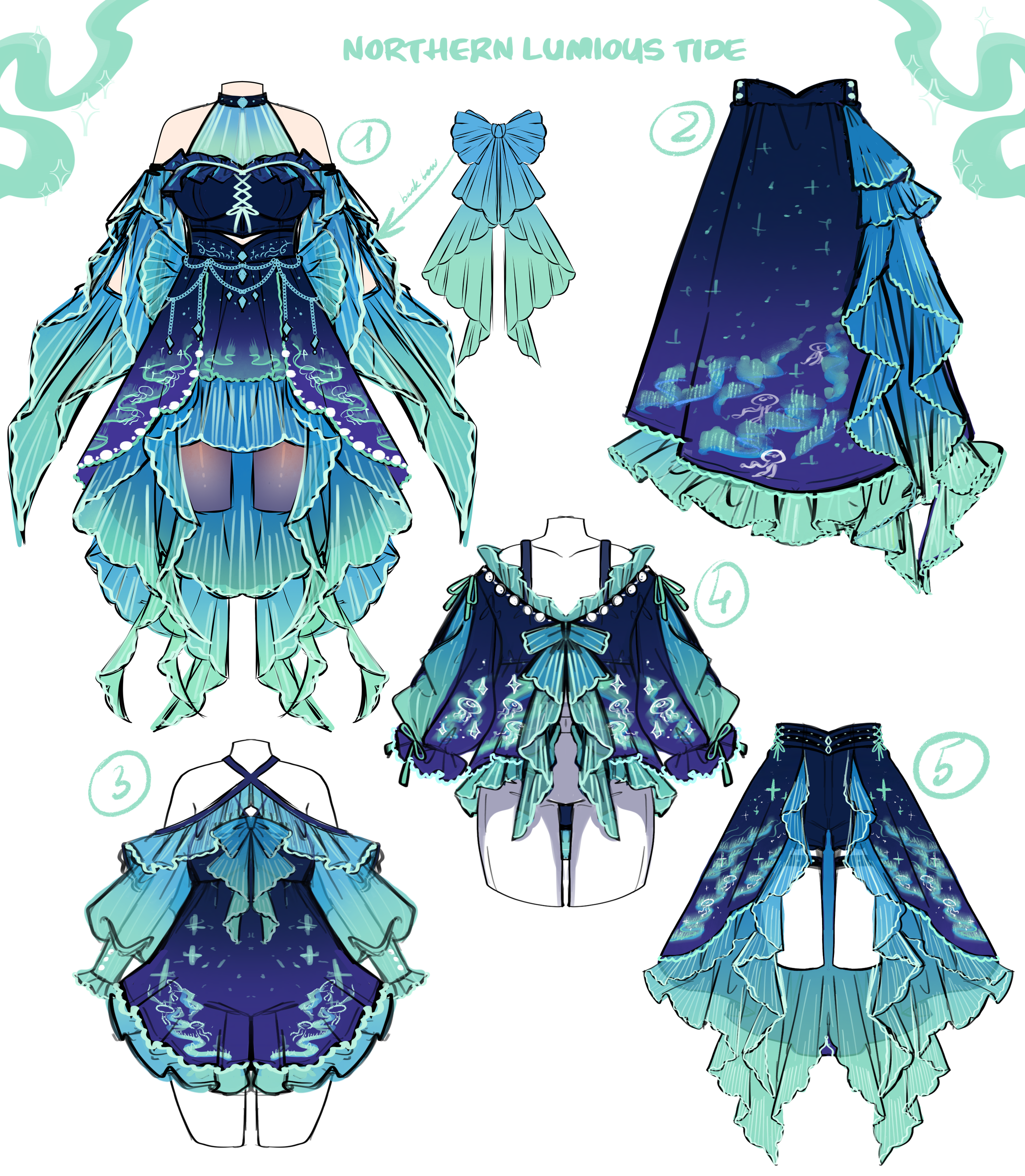 Whimsical Fashion Design Showcase: Northern Luminous Tide Collection