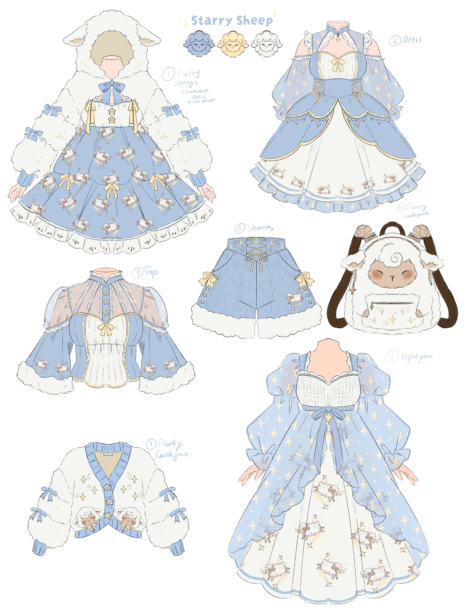 Whimsical Fashion Design Showcase: Starry Sheep Collection