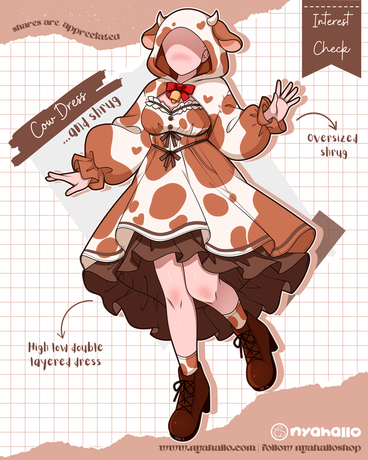 Cow Dress and Shrug | Brown and White