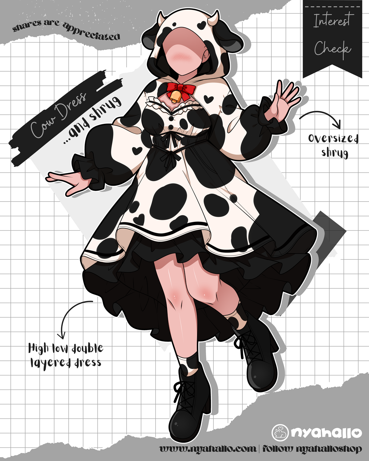 Cow Dress and Shrug | Black and White