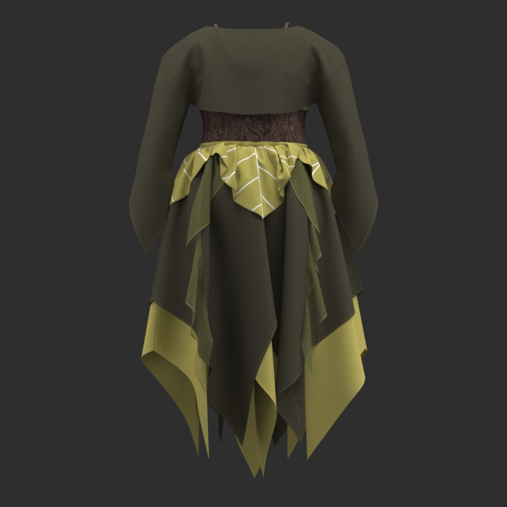 Mossy Forest Dress | Layered Woodland Fairycore Gown with Corset and Shrug [Interest Check]