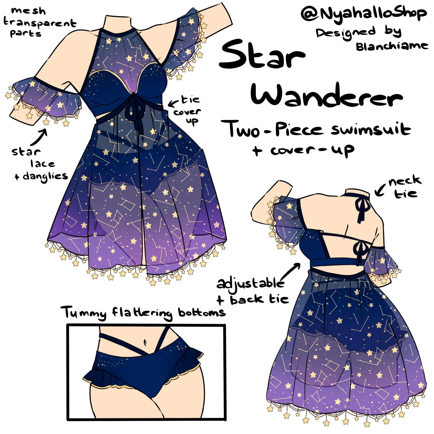 [PRE-SAMPLE PRE-ORDER] Star Wanderer one-piece swimsuit with cover-up (5+ months wait)