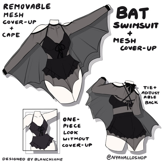 [PRE-SAMPLE PRE-ORDER] Bat Swimsuit + Mesh Cover-Up (6+ month wait)