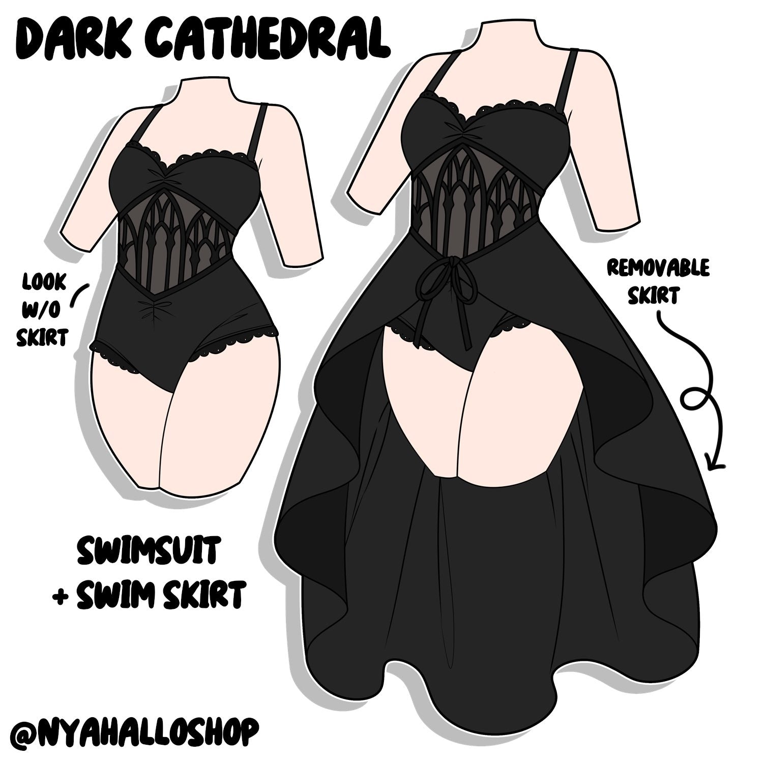 [PRE-SAMPLE PRE-ORDER] Dark Cathedral Swimsuit Black Version (5-6+ months wait)