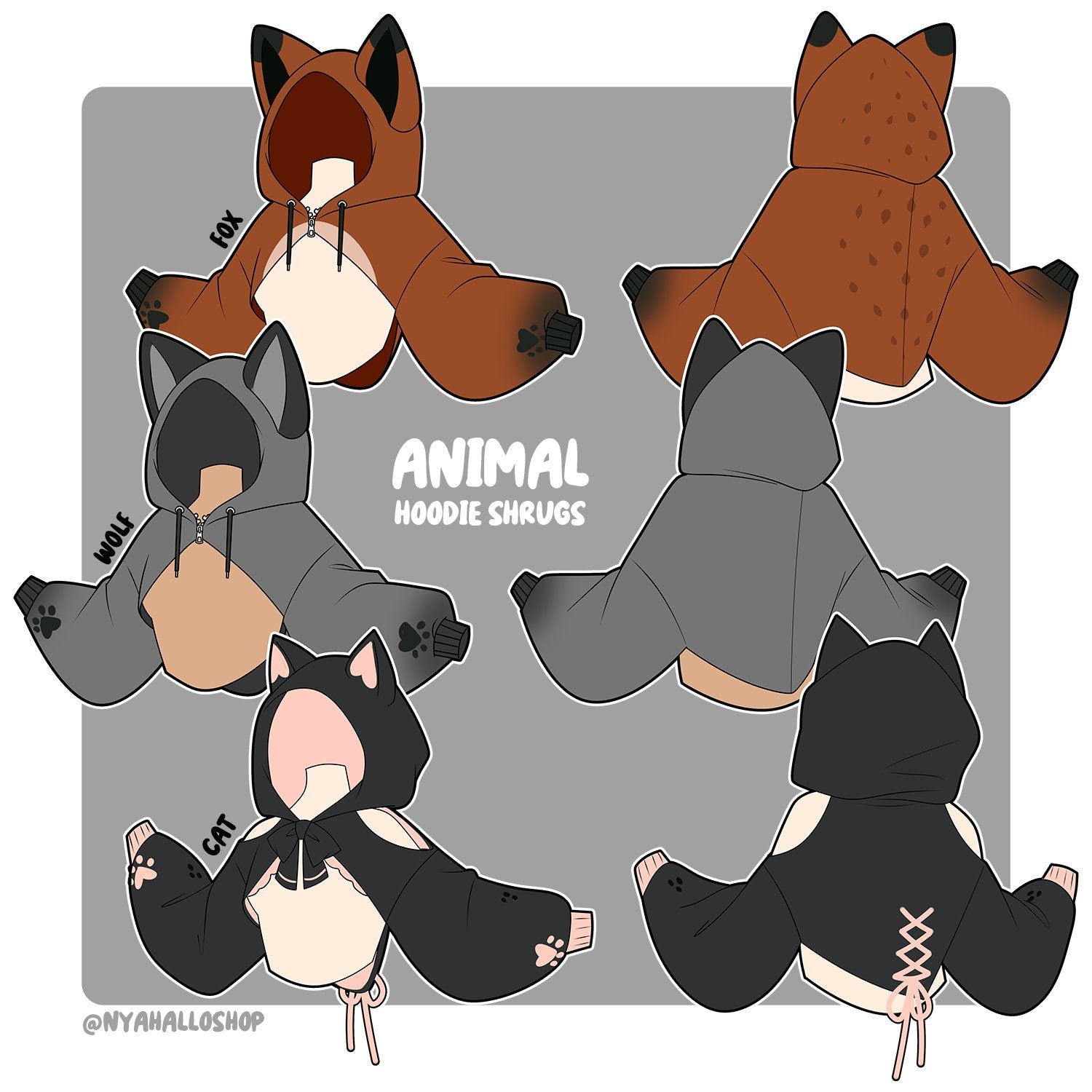 [PRE-SAMPLE PRE-ORDER] Animal Hoodie Shrugs