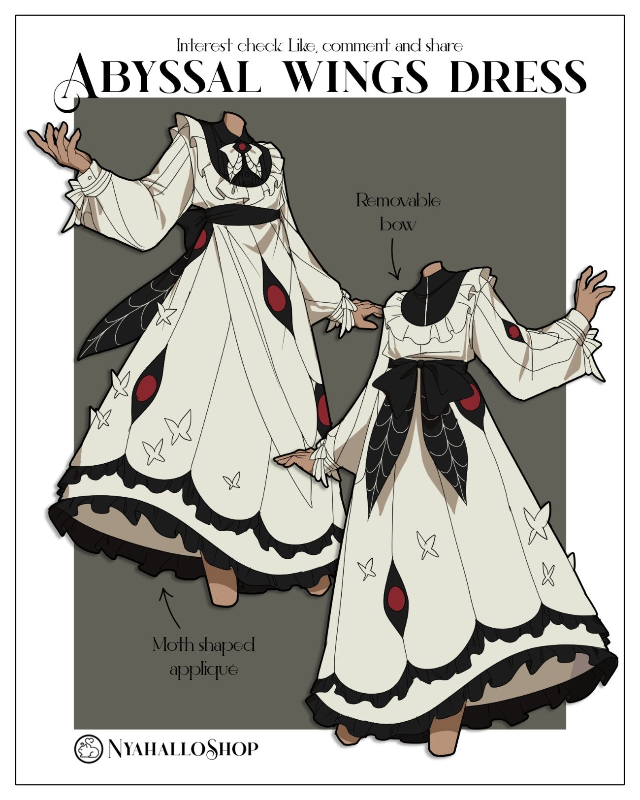 Pale Reaper Moth Dress