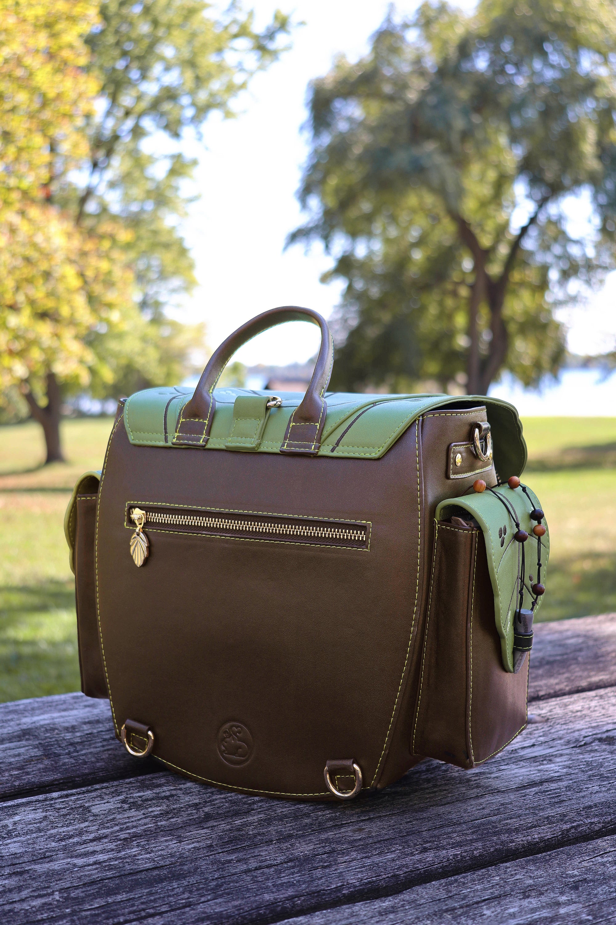 Druid Backpack, Leafy Fantasy Bag with Custom Zipper and Oak Lining (BACKORDERED)