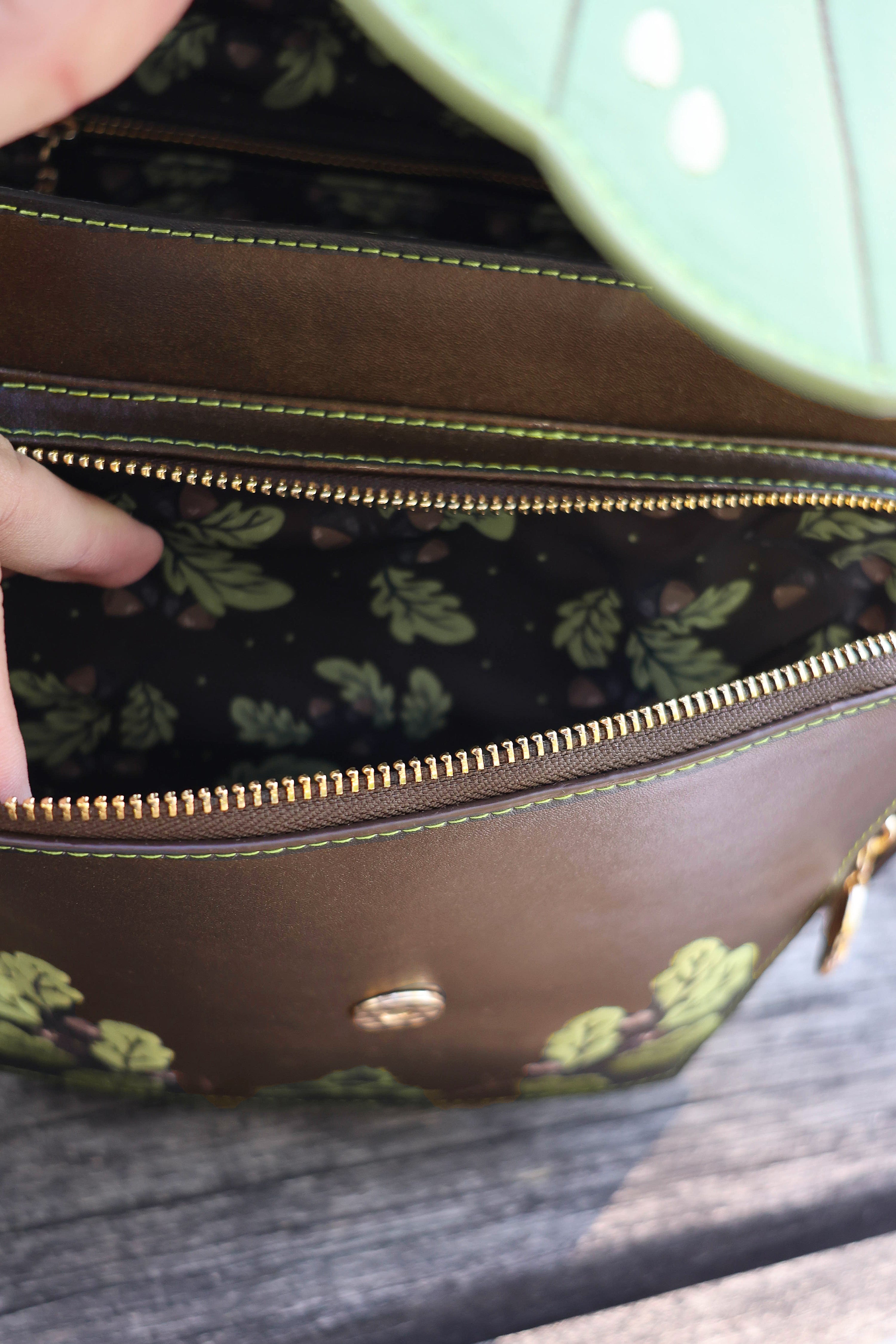Druid Backpack, Leafy Fantasy Bag with Custom Zipper and Oak Lining (BACKORDERED)
