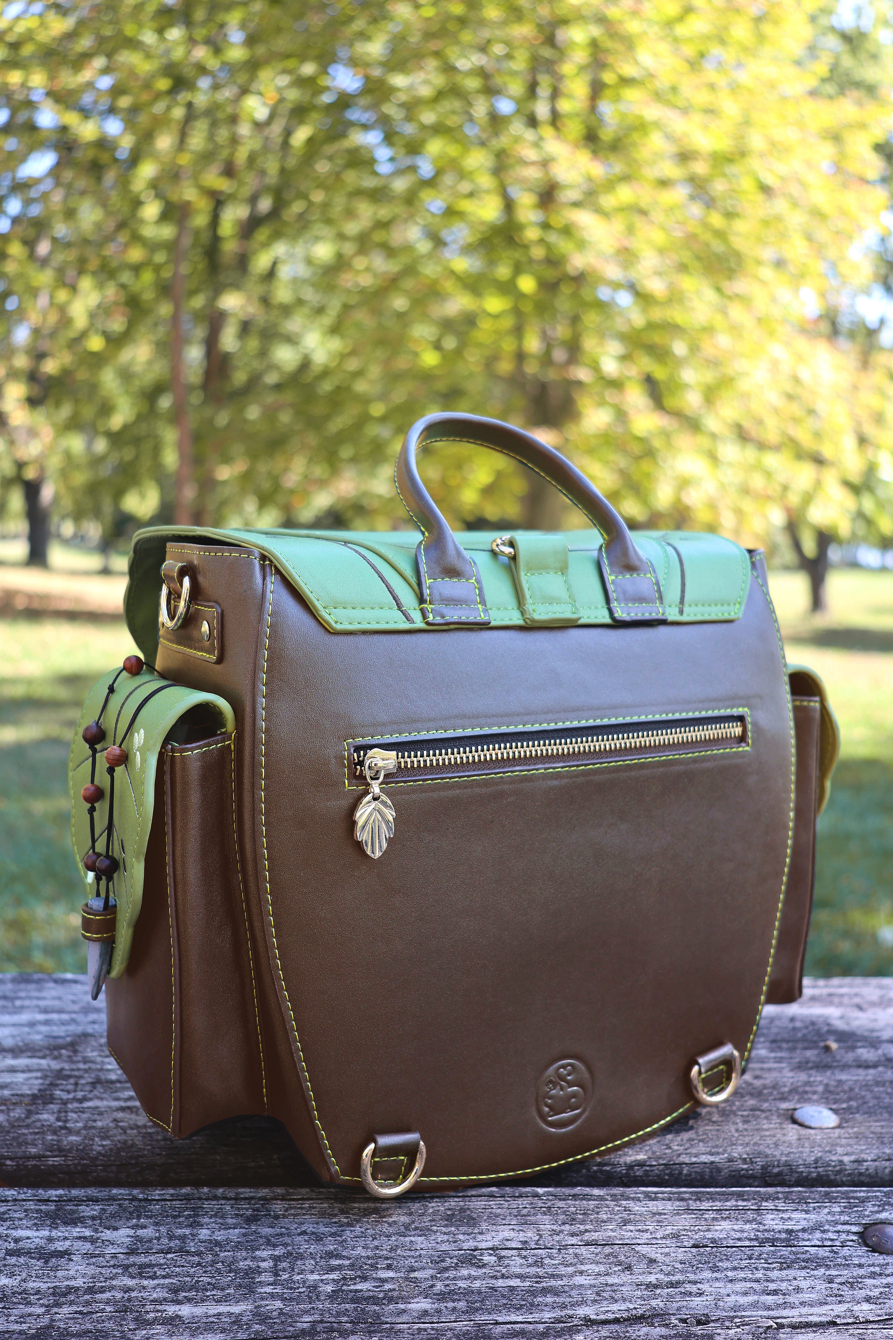 Druid Backpack, Leafy Fantasy Bag with Custom Zipper and Oak Lining (BACKORDERED)