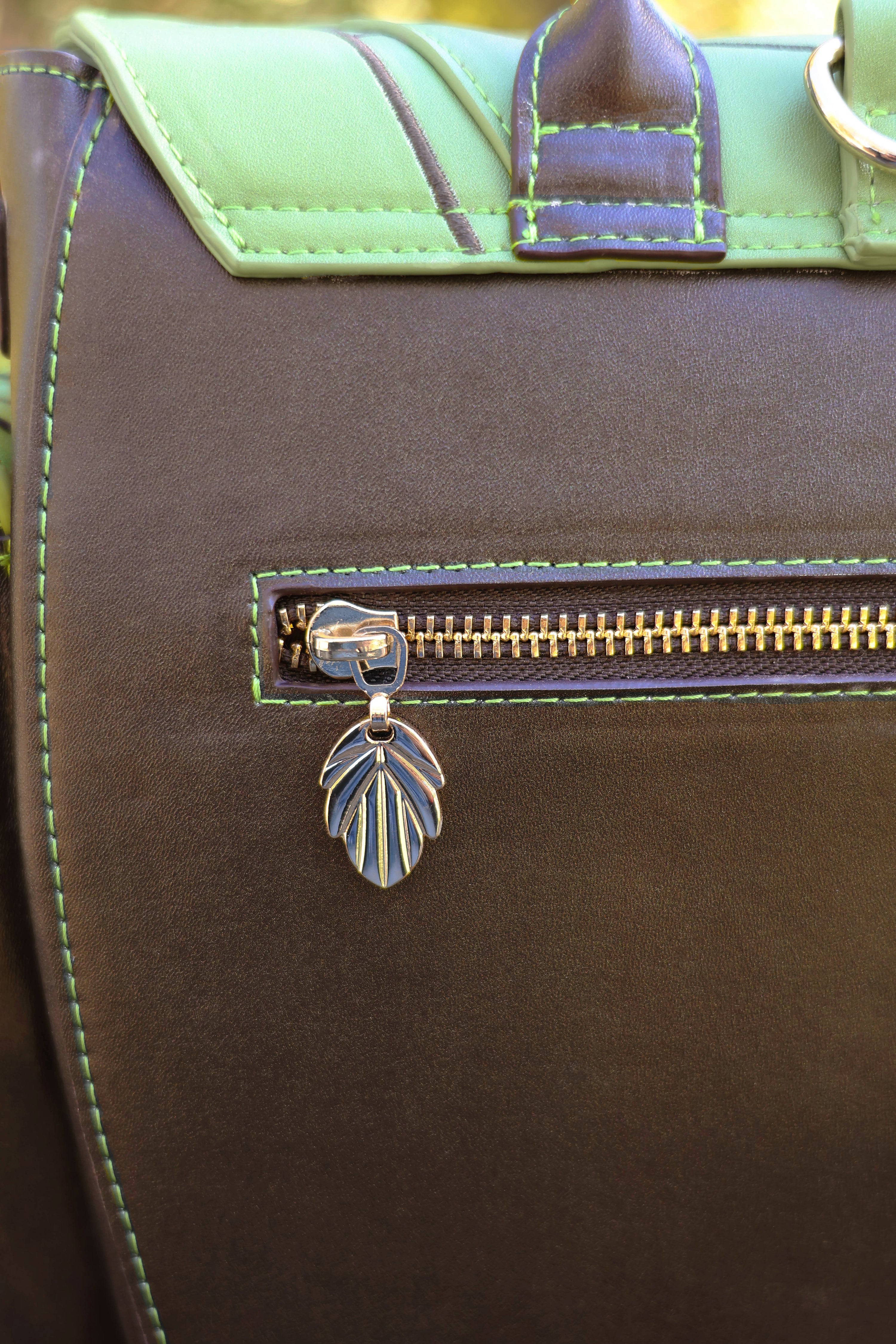 Druid Backpack, Leafy Fantasy Bag with Custom Zipper and Oak Lining (BACKORDERED)