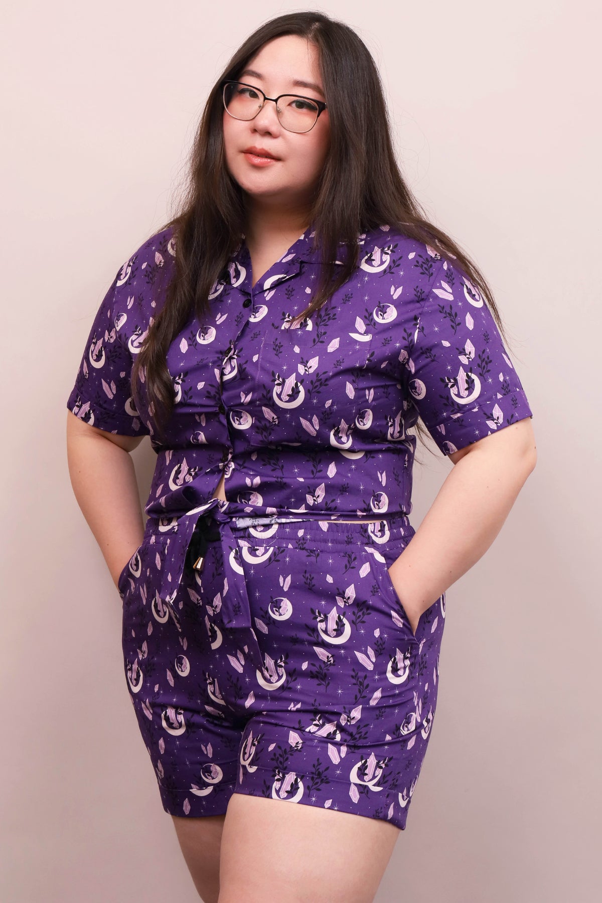 Amethyst Witch Cotton Printed Shorts