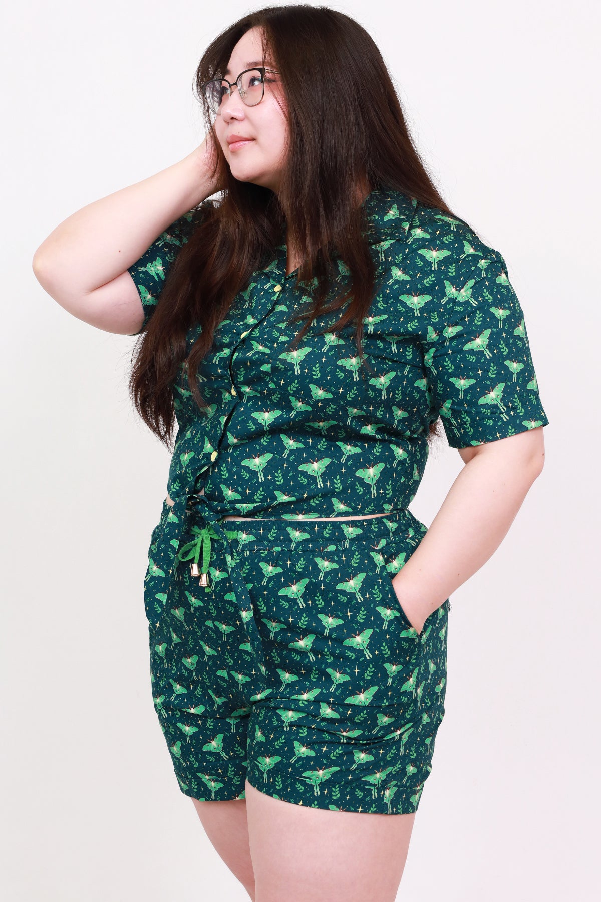 Luna Moth Cotton Printed Shorts