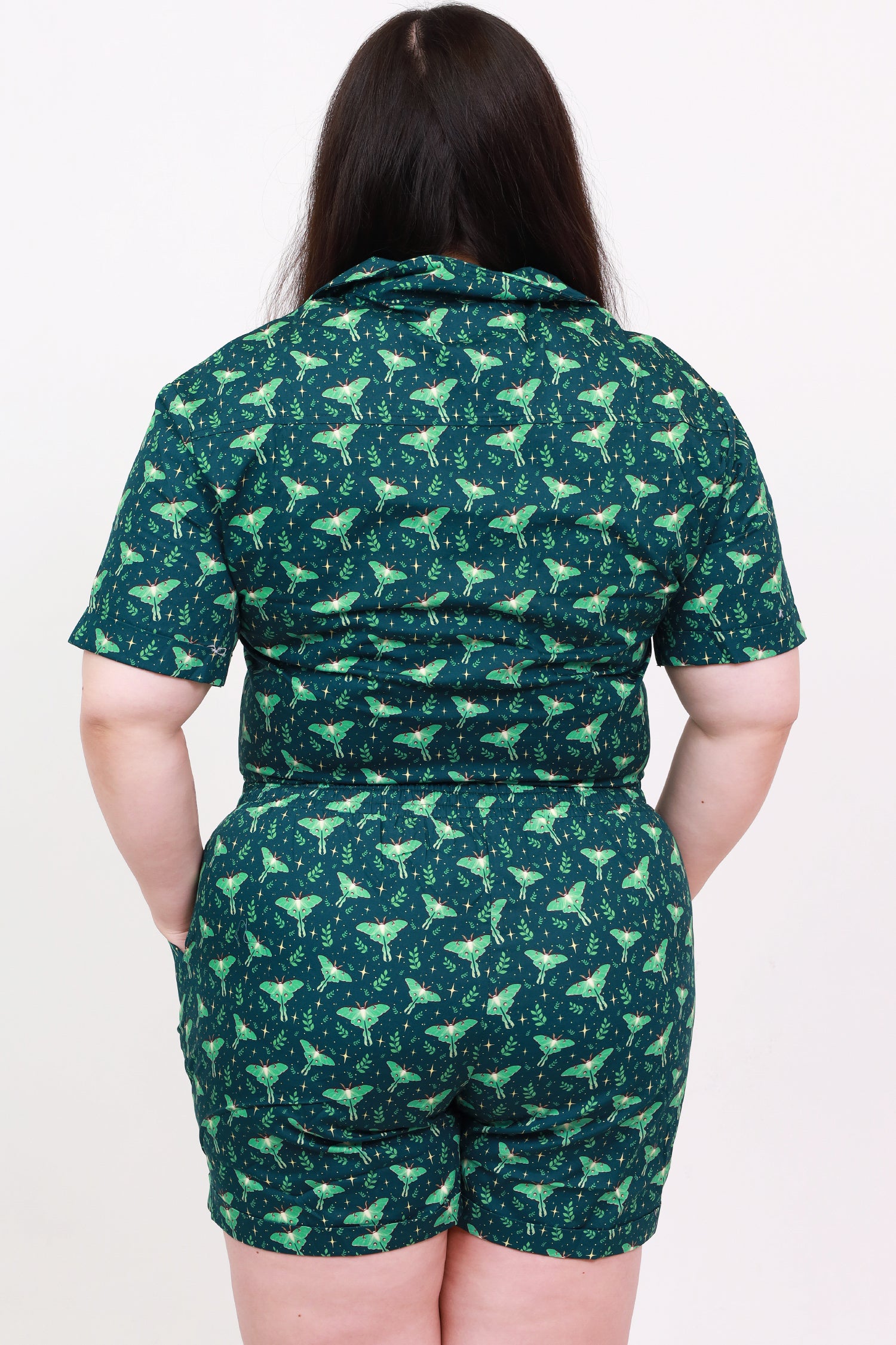 Luna Moth Semi-Crop Cotton Tie Front Shirt