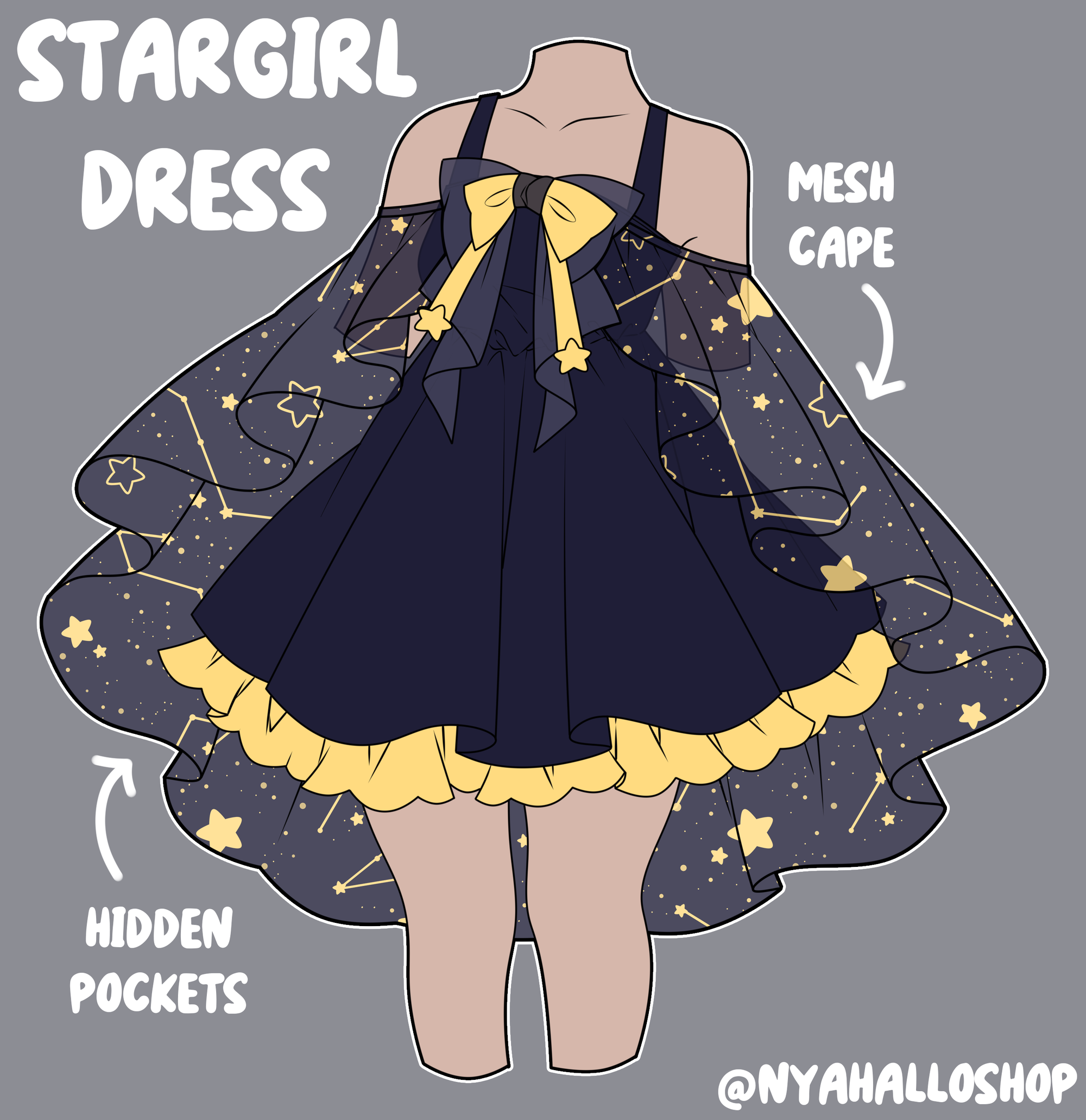 [PRE-SAMPLE PRE-ORDER] Stargirl Dress w/ mesh cape