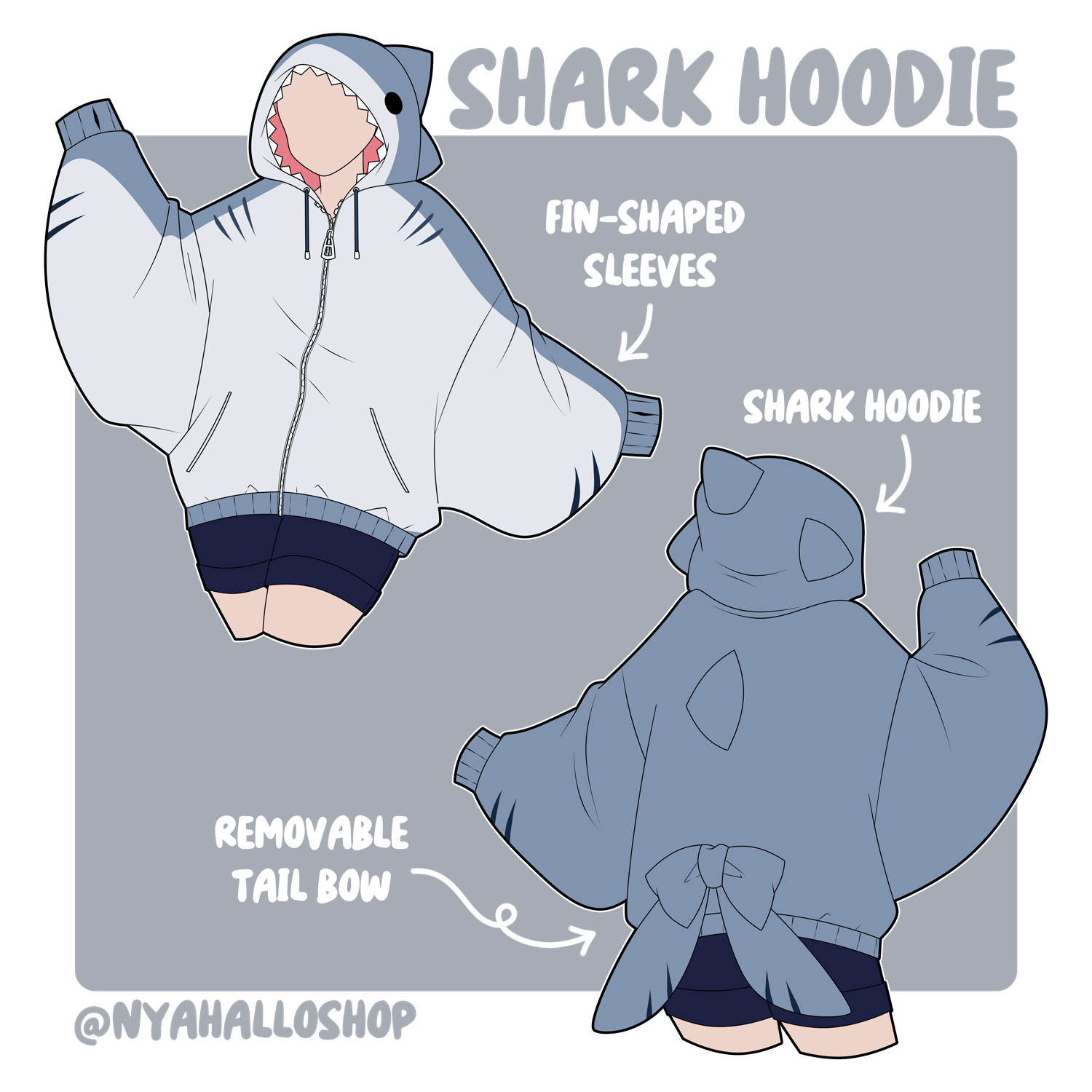 [PRE-SAMPLE PRE-ORDER] Animal Hoodies (samples in progress) UNISEX WEAR (SHARK, MANTA RAY, FOX)