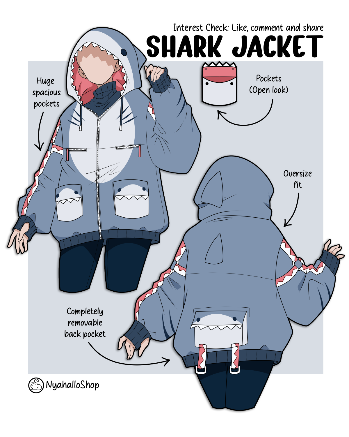 [PRE-SAMPLE PRE-ORDER] Shark Jacket oversize + unisex fit