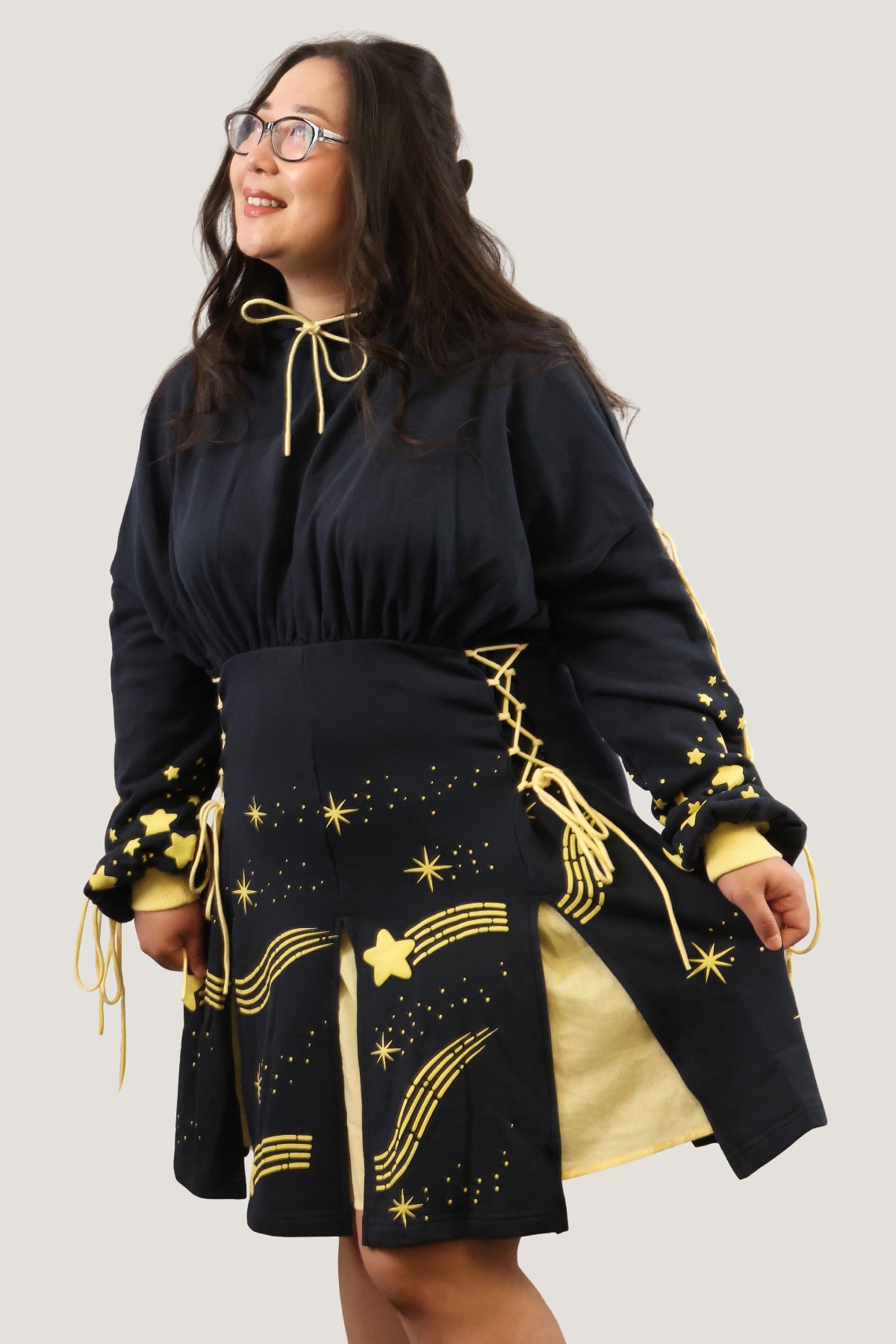 Wish Upon a Star Hoodie Dress, Whimsical Oversized Cotton Hoodie Dress